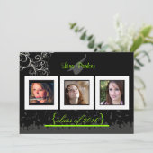 Cap + Gown + Wirbel Abschluss Einladung /Foto (Stehend Vorderseite)