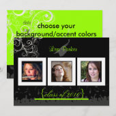 Cap + Gown + Wirbel Abschluss Einladung /Foto (Vorne/Hinten)