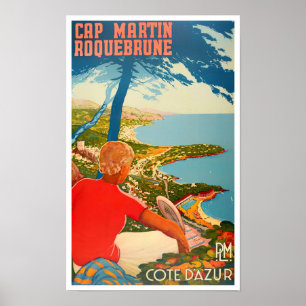 Cap Martin Roquebrune Frankreich Jahrgang Poster