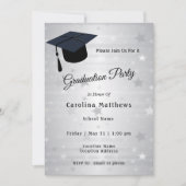 Cap Silver Stars Abschluss Einladung (Vorderseite)