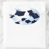 Cap Toss Abschluss Ovaler Aufkleber (Tasche)