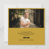 Cap Toss Black & Gold Graduation Announcement Einladung (Rückseite)