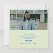 Cap Toss Blue & Green Graduation Announcement Einladung (Rückseite)