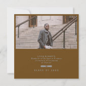 Cap Toss Brown & Silver Graduation Announcement Einladung (Rückseite)