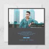 Cap Toss Gray & Blue Graduation Announcement Einladung (Rückseite)