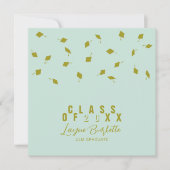 Cap Toss Olive & Sage Graduation Announcement Einladung (Vorderseite)