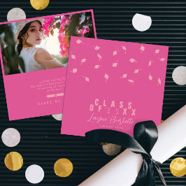 Cap Toss Pink & Blush Graduation Announcement Einladung