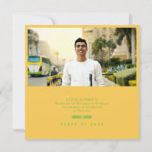 Cap Toss Yellow & Green Graduation Announcement Einladung (Rückseite)