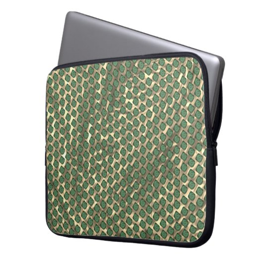 Capa de Laptop, quadriculos verdes sobre marrom Laptopschutzhülle (Vorderseite Links)