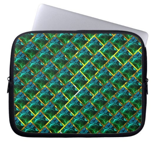 Capa de Laptop, verde sob grade dourada? Laptopschutzhülle (Vorderseite)