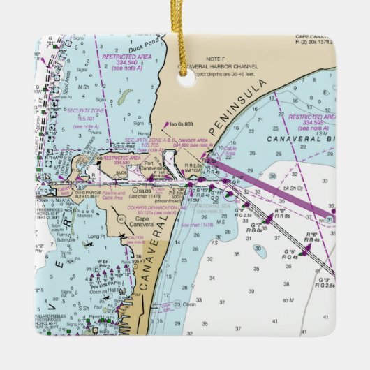 Capan Canaveral Nautical Chart Keramikornament (Vorderseite)