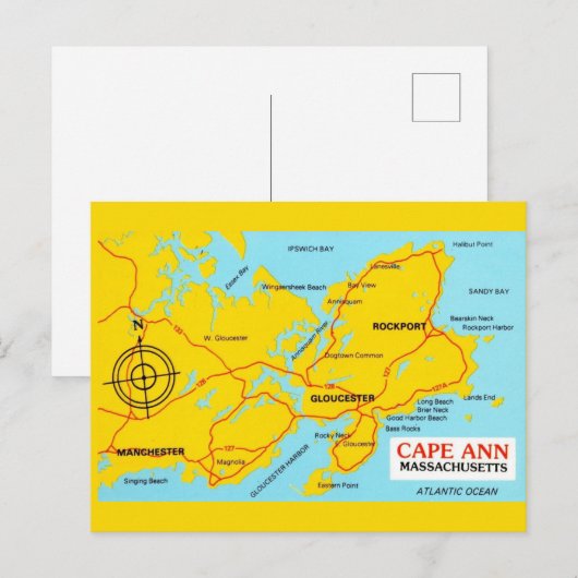 Cape Ann Massachusetts Karte (Vorne/Hinten)