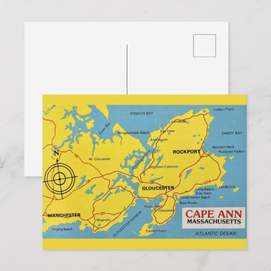 Cape Ann Massachusetts Karte (Vorne/Hinten)