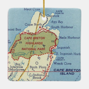 Cape Breton Highlands Vintage Karte Keramikornament