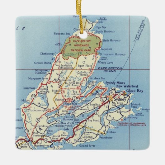 Cape Breton Island 50's Map Keramikornament (Vorderseite)