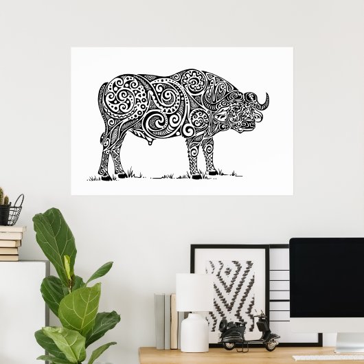 Cape Buffalo Design Poster (Heimbüro)