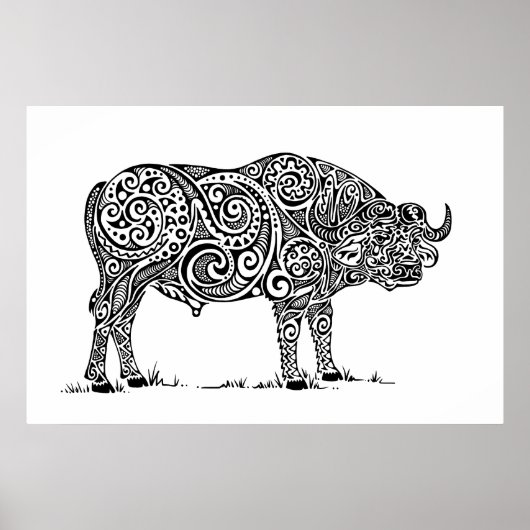 Cape Buffalo Design Poster (Vorne)