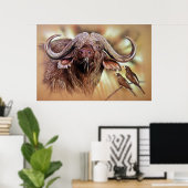 Cape Buffalo & Oxpeckers Poster (Heimbüro)