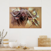 Cape Buffalo & Oxpeckers Poster (Küche)