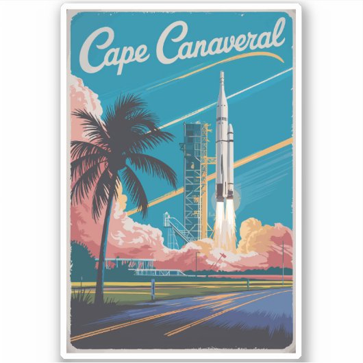 Cape Canaveral Florida Illustration Art Aufkleber (Vorderseite)