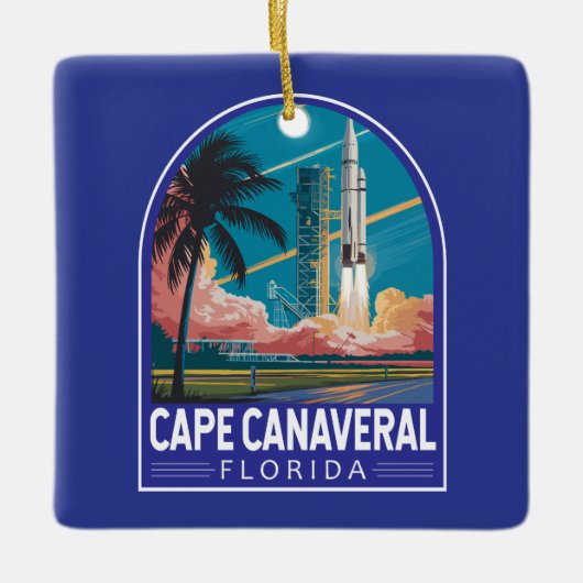 Cape Canaveral Florida Illustration Art Keramikornament (Vorderseite)