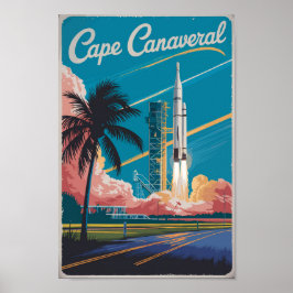 Cape Canaveral Florida Illustration Art Poster
