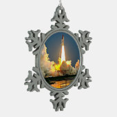 Cape Canaveral Florida Launch Pad Schneeflocken Zinn-Ornament (Links)