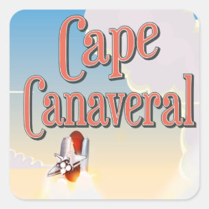 Cape Canaveral Reiseplakat Quadratischer Aufkleber