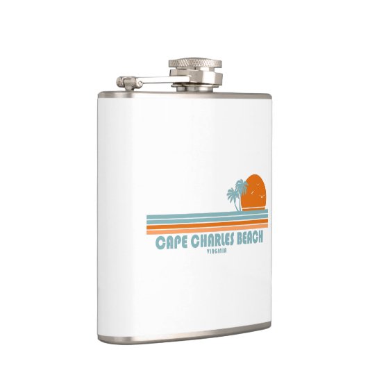 Cape Charles Beach Virginia Sun Palm Trees Flachmann (Rechts)