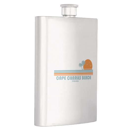 Cape Charles Beach Virginia Sun Palm Trees Flachmann (Rechts)