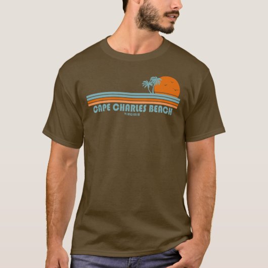 Cape Charles Beach Virginia Sun Palm Trees T-Shirt (Vorderseite)