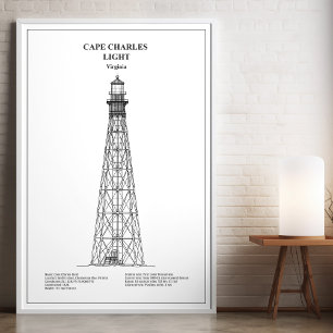 Cape Charles Leuchtturm - Virginia - BD Poster