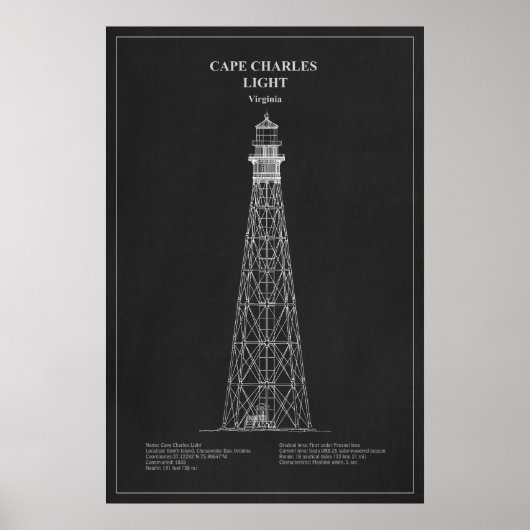 Cape Charles Leuchtturm - Virginia - PD Poster (Vorne)