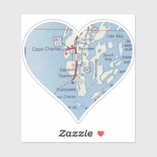 Cape Charles Vintag Map Aufkleber