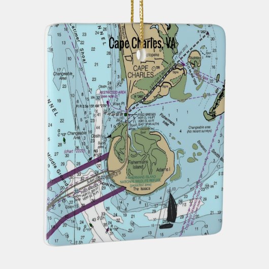 Cape Charles Virginia Chart Keramikornament (Rechts)