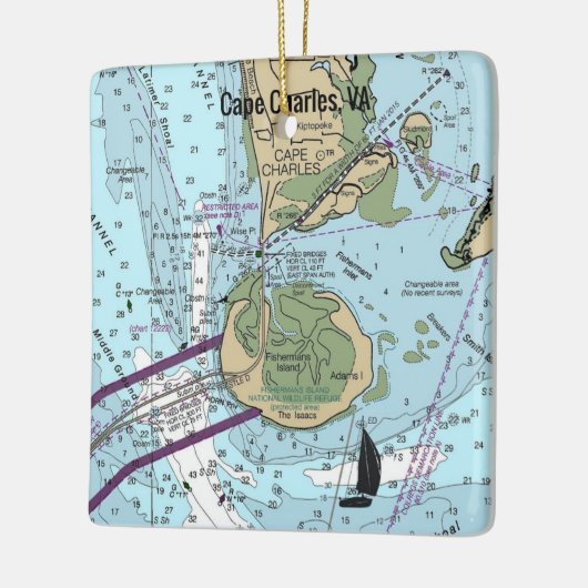 Cape Charles Virginia Chart Keramikornament (Links)