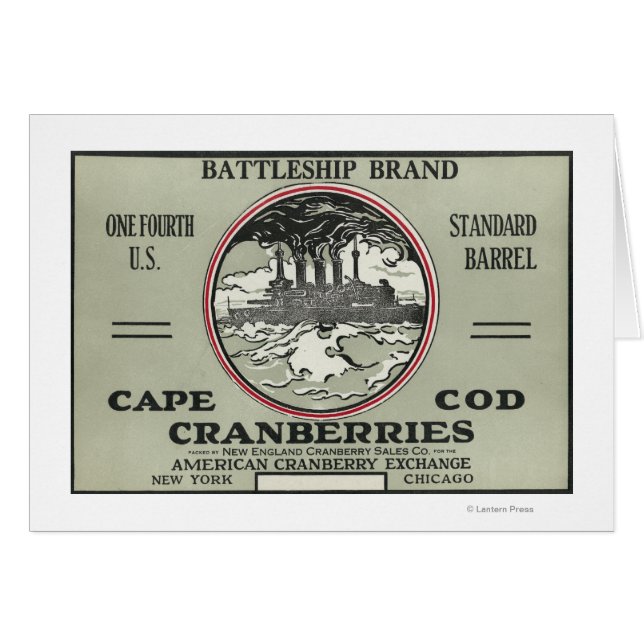 Cape Cod Battleship Markenzeichen Cranberry Label (Vorderseite (Horizontal))
