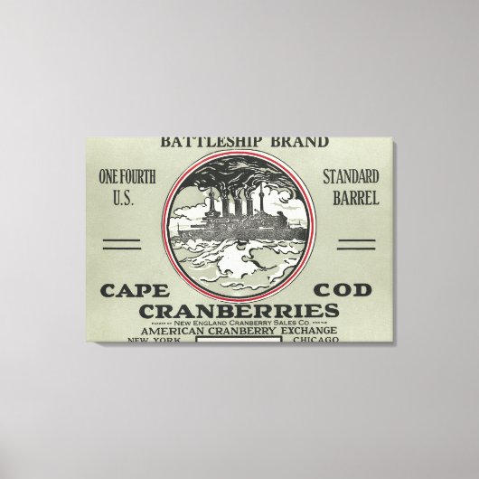 Cape Cod Battleship Markenzeichen Cranberry Label Leinwanddruck (Vorderseite)