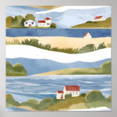 Cape Cod Bay | Ozean Strand Küstenwasserfarbe Poster (Vorne)