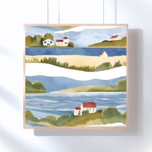 Cape Cod Bay Ozean Strand Küstenwasserfarbe Poster