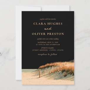 Cape Cod Bayside Dünenzaun Golden Beach Hochzeit Einladung