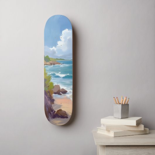 Cape Cod Beach Bay Ocean Painting Skateboard (Wandkunst)