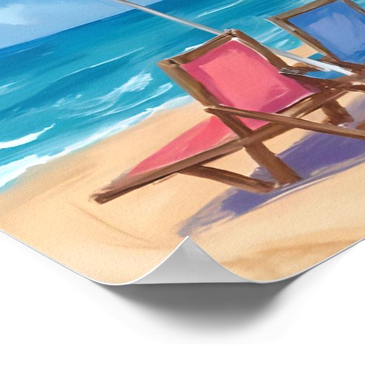 Cape Cod Beach Day | Aquarellmeere Poster (Ecke)