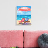 Cape Cod Beach Day | Watercolor Ocean MA Leinwanddruck (Insitu (Wohnzimmer))