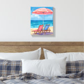 Cape Cod Beach Day | Watercolor Ocean MA Leinwanddruck (Insitu (Schlafzimmer))