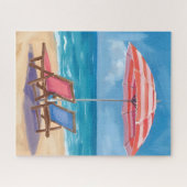 Cape Cod Beach Day | Watercolor Ocean MA Puzzle (Horizontal)