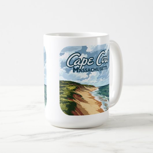 Cape Cod Beach Massachusetts Blue Kaffeetasse (VorderseiteRechts)