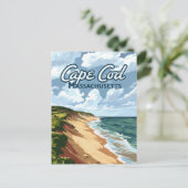 Cape Cod Beach Massachusetts Blue Postkarte (Stehend Vorderseite)