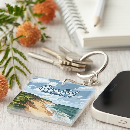 Cape Cod Beach Massachusetts Blue Schlüsselanhänger (Vorderseite rechts)