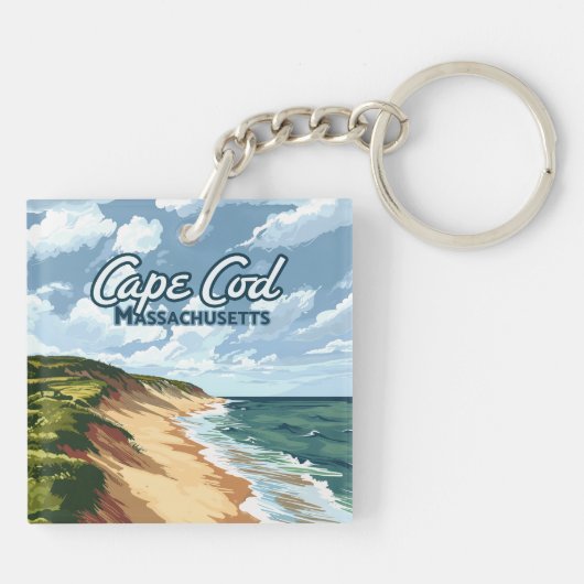 Cape Cod Beach Massachusetts Blue Schlüsselanhänger (Rückseite)